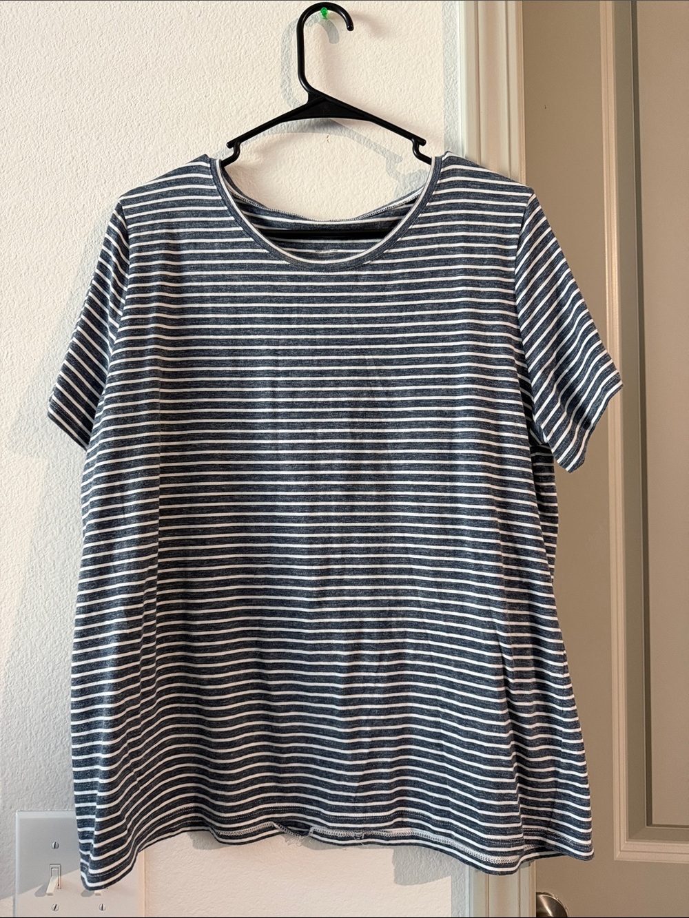 Ann Taylor Navy and White Striped Crew Tee